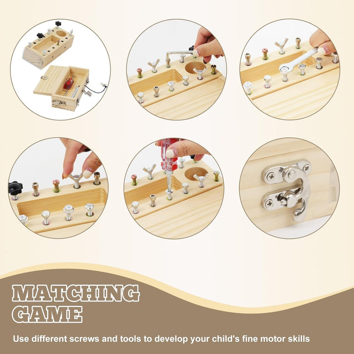 Montessori Spielzeug ab 3 4 5 Jahre, Motorikspielzeug Holzspielzeug Schraubendreher Busy Board mit S
