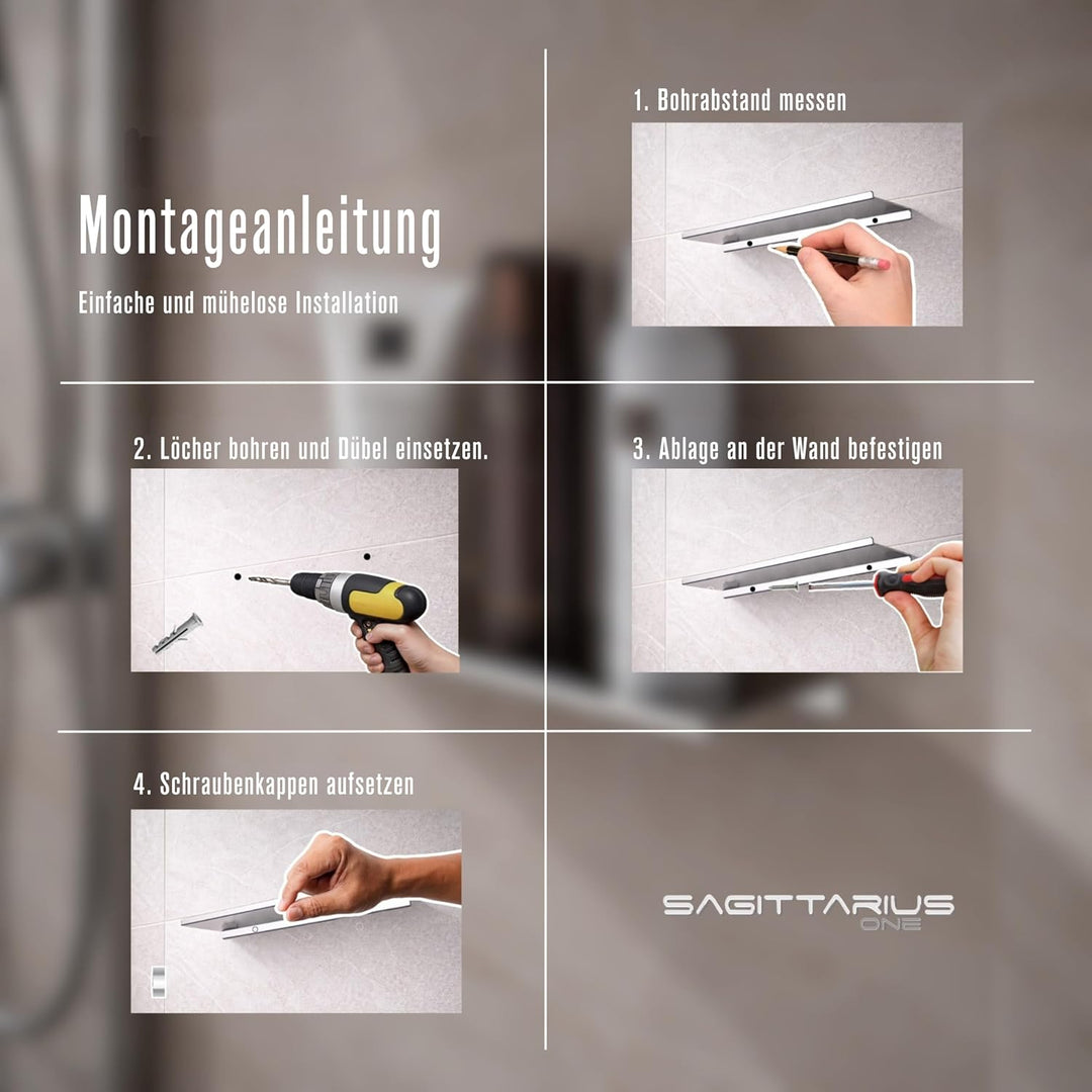 Sagittarius One 300S1 Duschablage Edelstahl 30cm | duschregal rostfrei SUS304 | Badregal Edelstahl P
