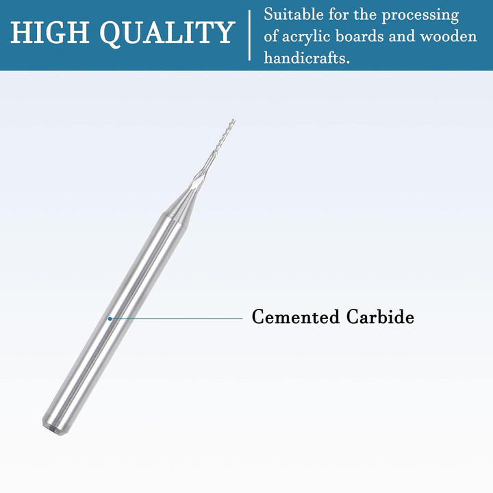 QUARKZMAN 0,5mm Schaftfräser x 10Stk. Hartmetall CNC Fräser Bohrer für Leiterplattenbearbeitung und