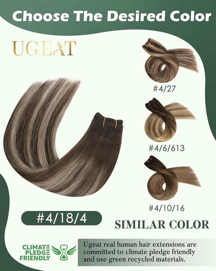 Ugeat Lang Echthaar Extensions Tressen 55cm Balayage Braun Haartressen Echthaar Extensions Ombre Dun