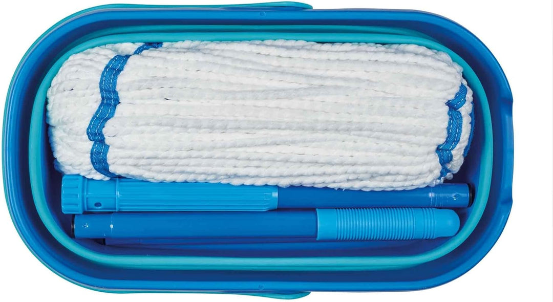 Spontex Ultra Compact Twist Mop und Eimer Set, Mikrofaser-Mopp mit eingebautem Selbstauswringsystem,