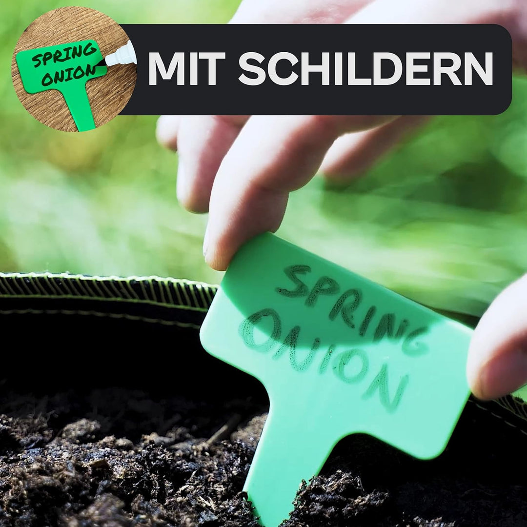 Praknu Pflanzsack 60l - 3 Kartoffelsack Gross aus Vliesstoff mit Pflanzenstecker zum Beschriften -mi