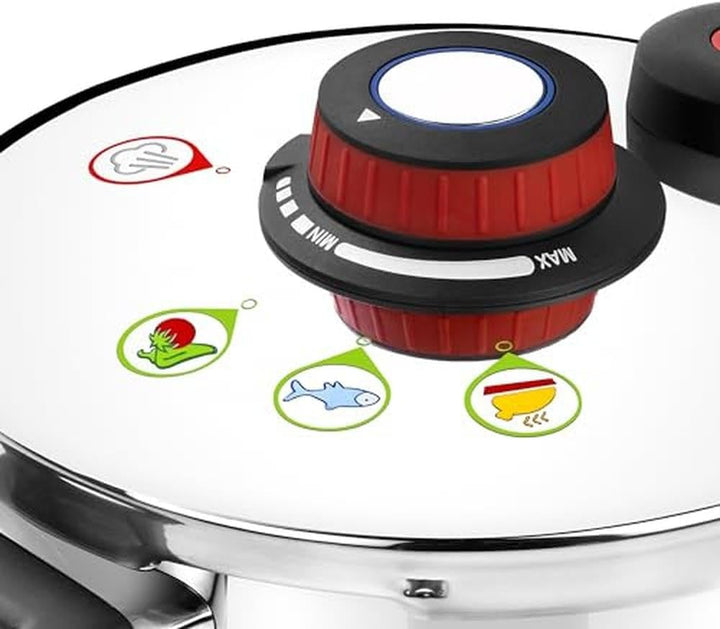 Monix Selecta Duo Set Schnellkochtöpfe 4 und 6 Liter mit Lebensmittelauswahlsystem und automatischem