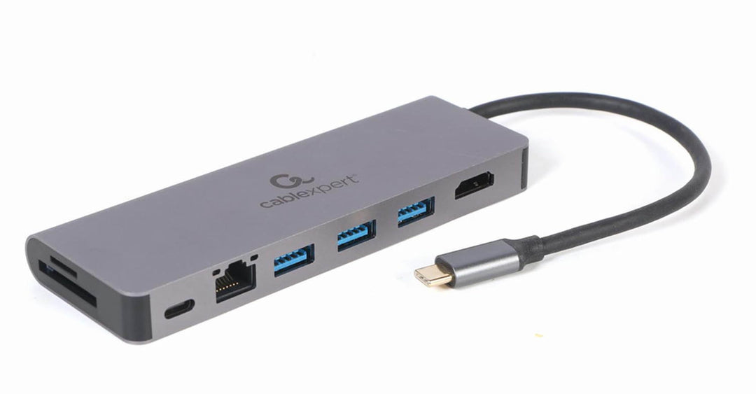 Gembird USB Typ-C 5 Ports, 5-in-1 Multi-Port Adapter (Hub + HDMI + PD + Kartenleser + LAN) 4K UHD, 8