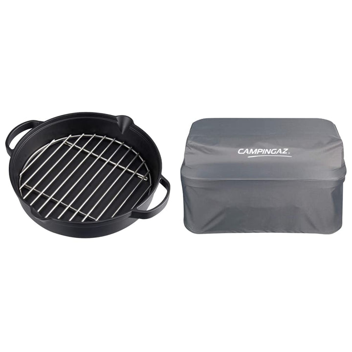 Campingaz Bratpfanne aus Gusseisen mit Grillrost aus Edelstahl, Ø 31,6 cm & Abdeckhaube für Attitude