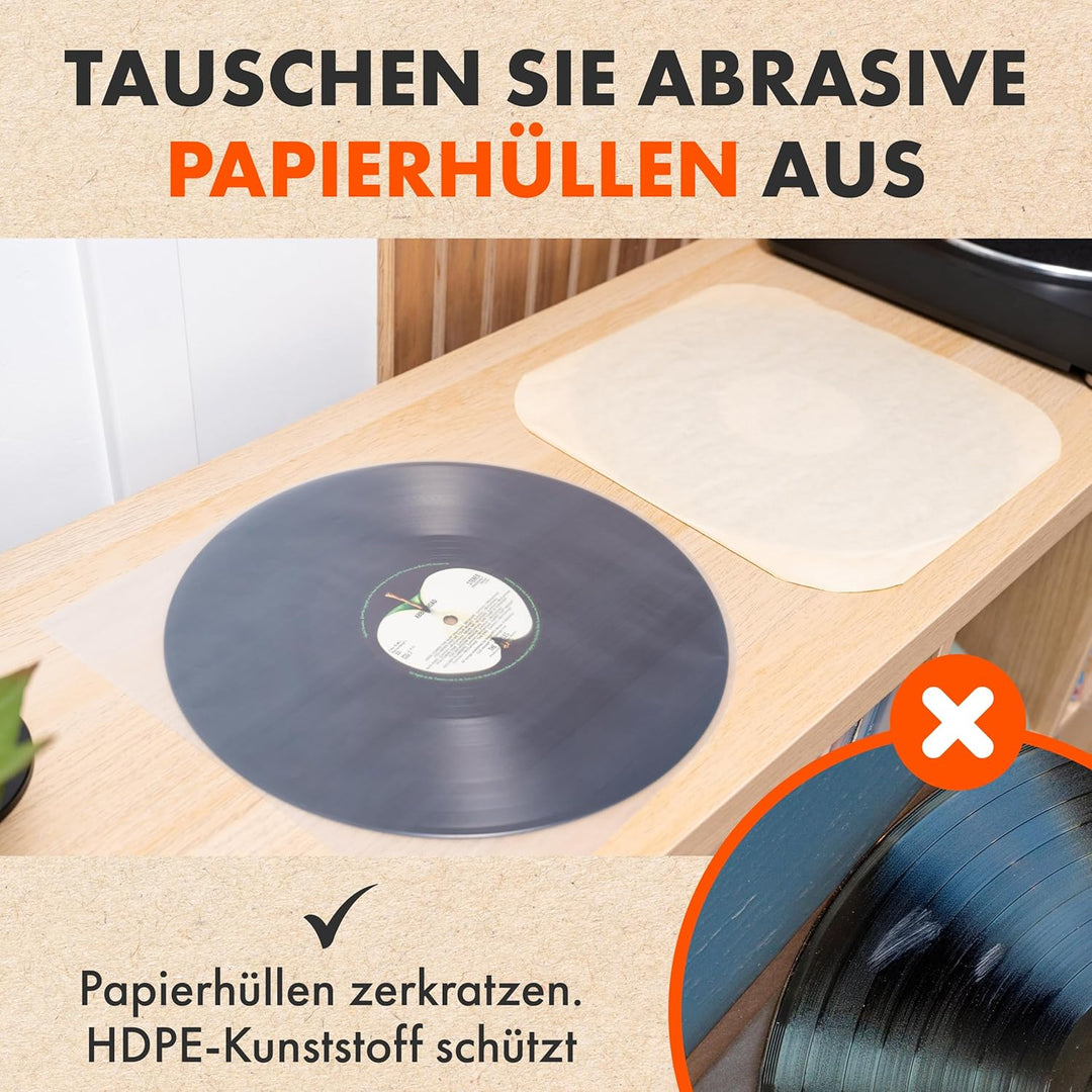 50x 12" Antistatische Innenhüllen Für LP Schallplatten | DYNAMIC 12 Zoll Abrundungen Vinyl Schutzhül