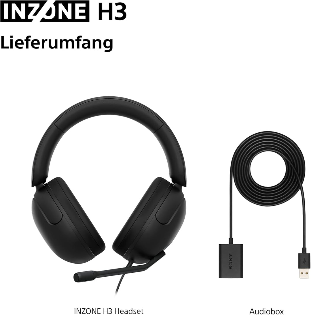 Sony INZONE H3 Kabelgebundenes Gaming-Headset – PC/PS5, 360 Spatial Sound für Gaming, leichtes Desig