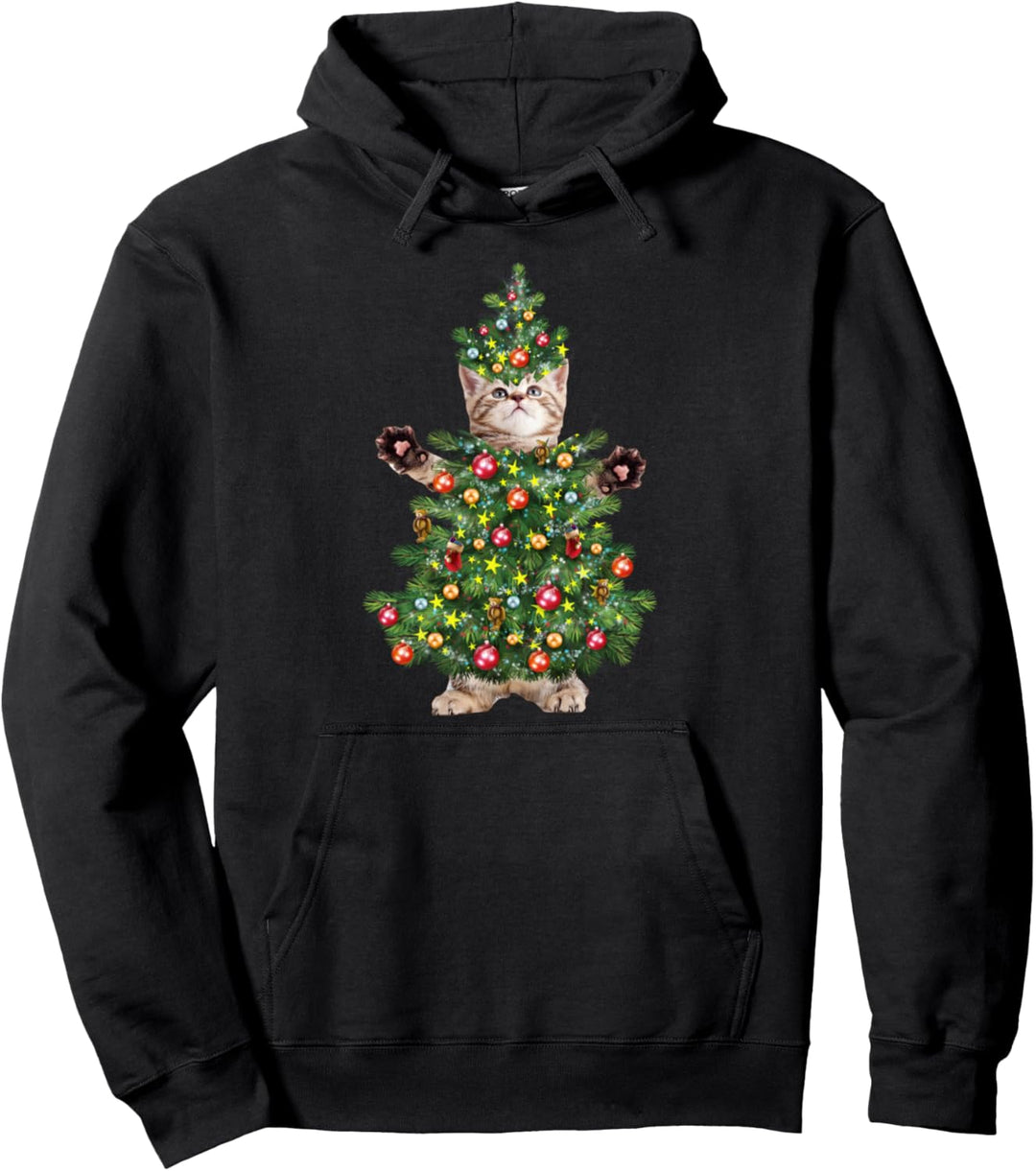 Katzen Kätzchen Cat Tree Weihnachten Weihnachtsbaum Geschenk Pullover Hoodie
