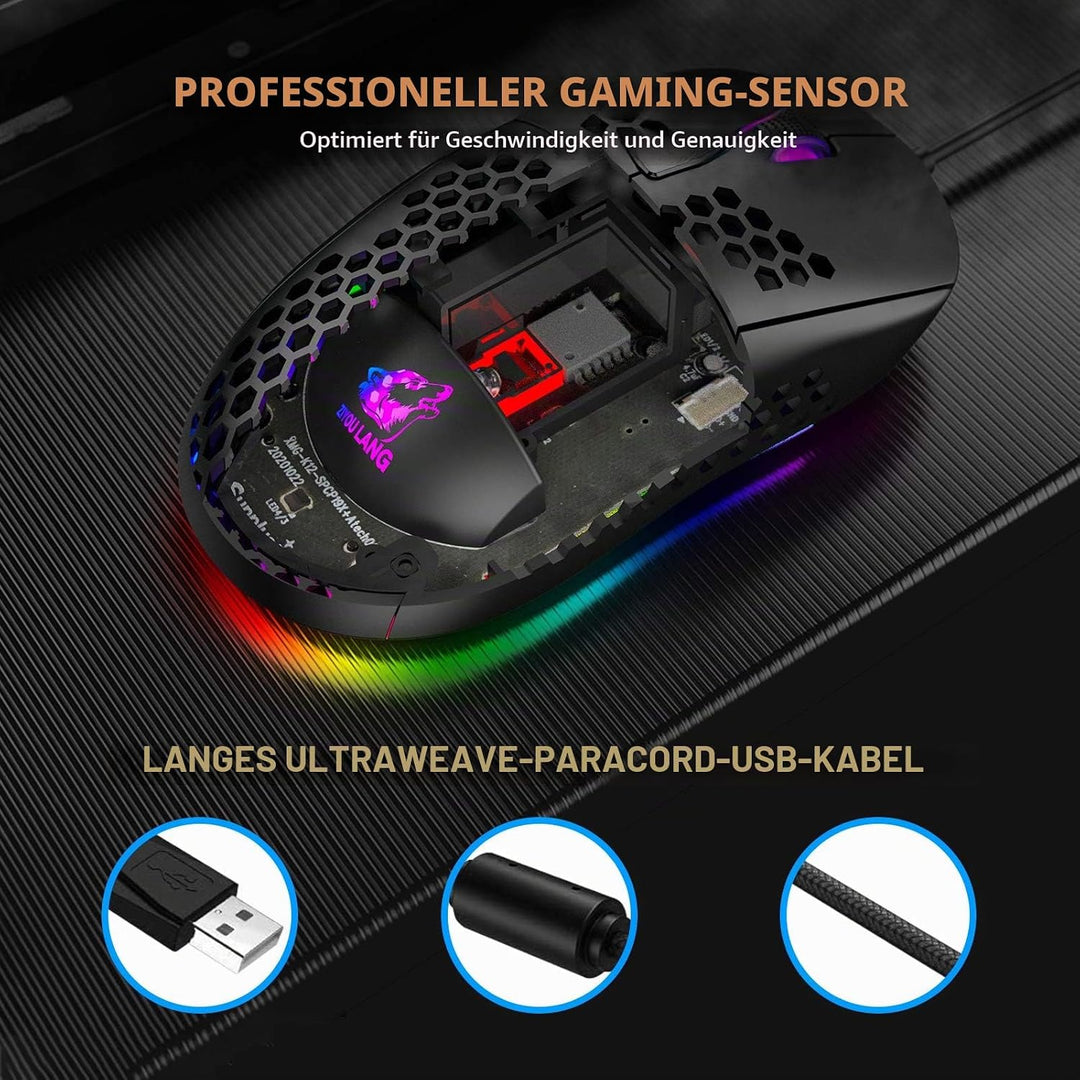 Kabelgebundenes mechanisches TKL-Gaming-Tastatur- und -Maus-Set mit 87 Tasten 3-in-1, mehrere RGB-LE