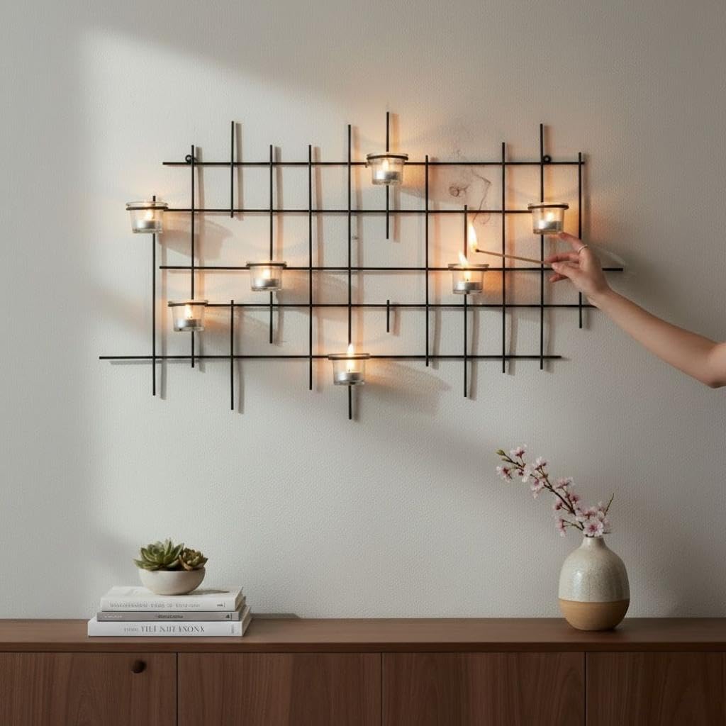 Wandteelichthalter 7XXL Wandkerzenhalter Metall 83 cm Teelichthalter Kerzenhalter