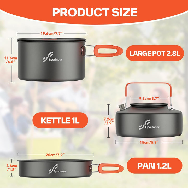 Camping Kochgeschirr Camping Geschirr Set 2 Personen Camping Topf Pfanne Set Und Wasserkocher Mit Ta