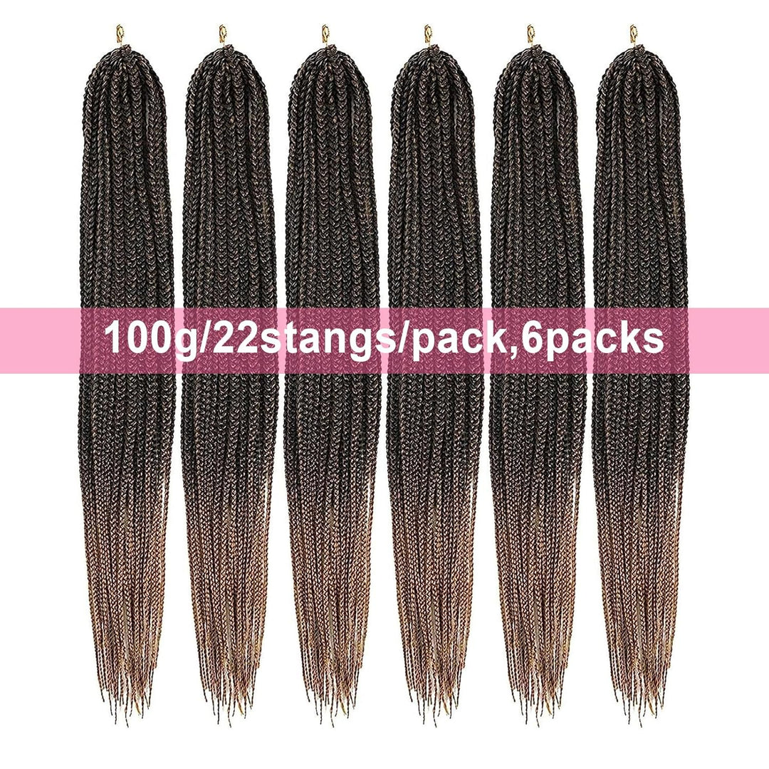 TAOYEMY Box Crochet Braids Haarverlängerungen 6 Packs 24 Zoll Synthetische Flechtfrisur 22 Stränge/P