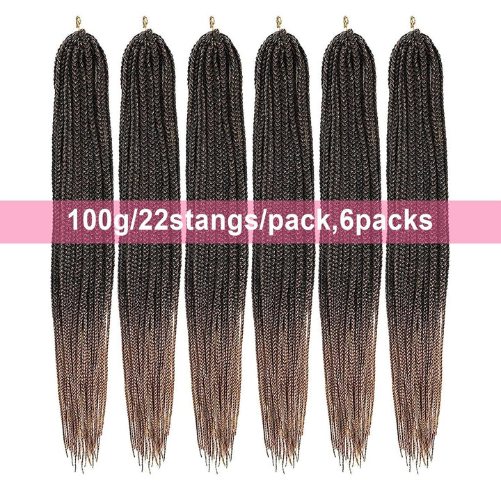 TAOYEMY Box Crochet Braids Haarverlängerungen 6 Packs 24 Zoll Synthetische Flechtfrisur 22 Stränge/P