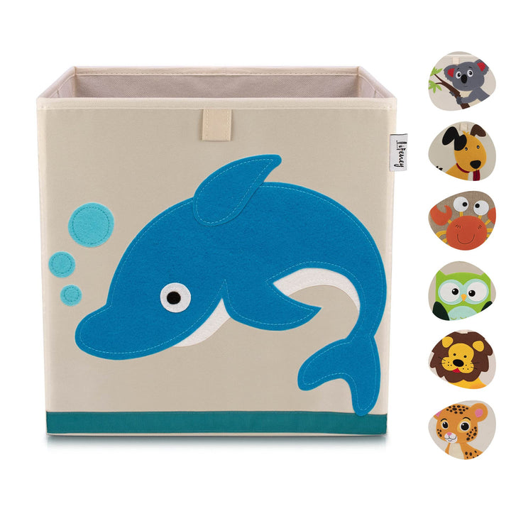 LIFENEY Aufbewahrungsbox Kinder mit Delfin Motiv I Spielzeugbox mit Tiermotiv passend für Würfelrega