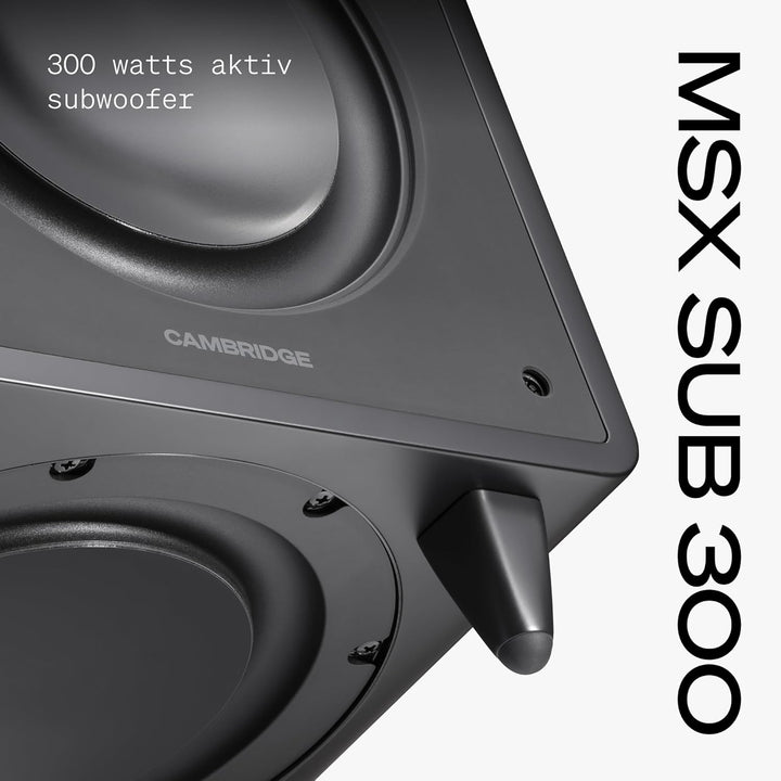 Cambridge Audio MSX SUB 300 - Aktiver Subwoofer 300W Leistungsstarker HiFi Bass Lautsprecher mit Dop