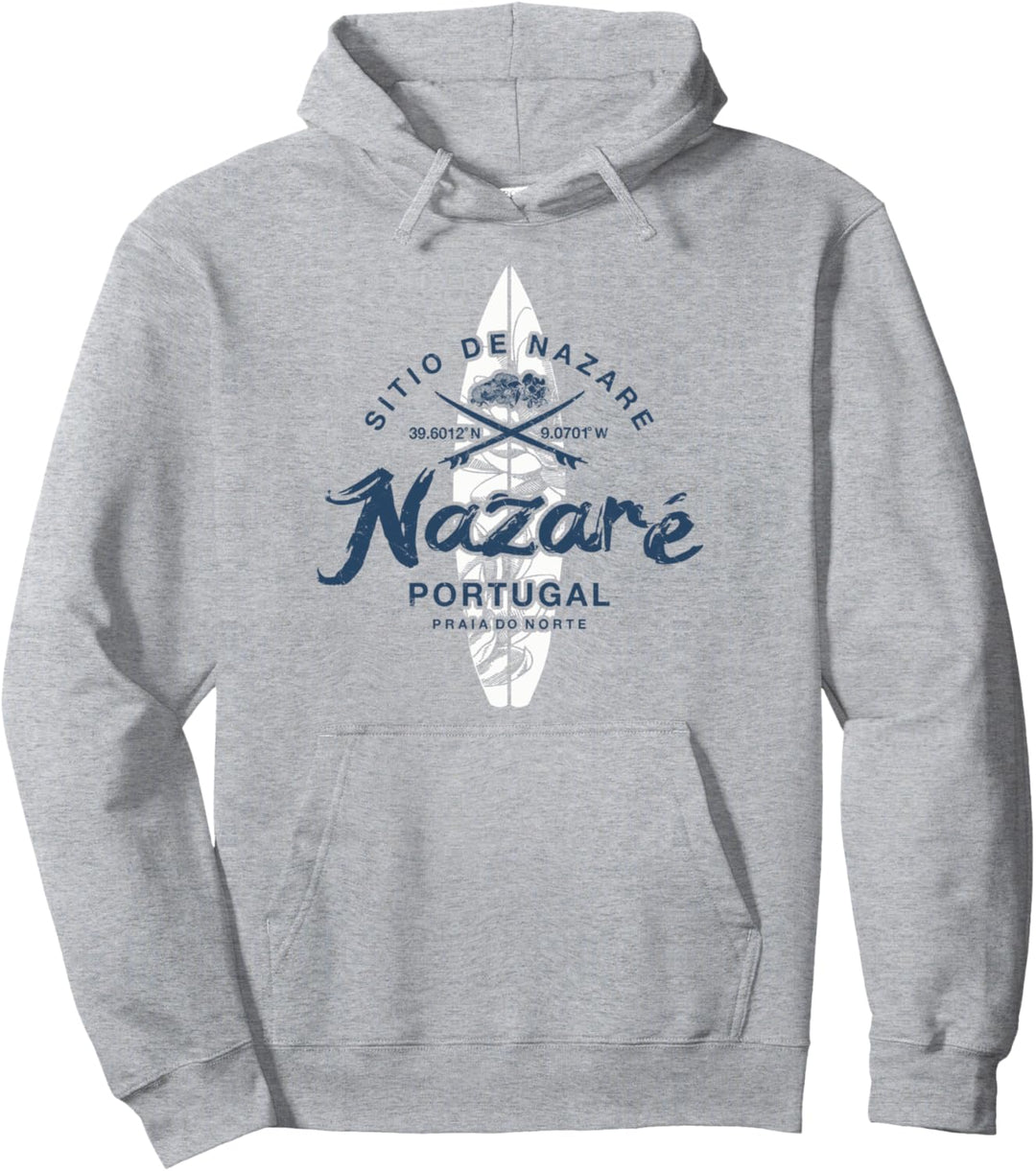 Nazaré Portugal Praia do Norte Surfen Weinlese Pullover Hoodie