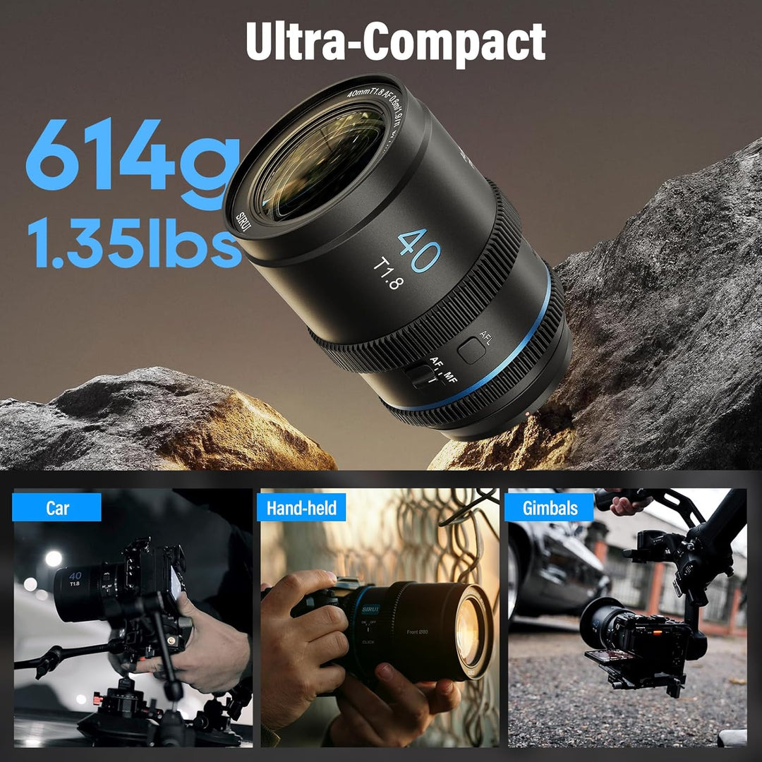 SIRUI 40mm T1.8 1.33X Anamorphotische Linse, S35 Autofokus Objektiv für E-Mount Kameras, A6500, A670