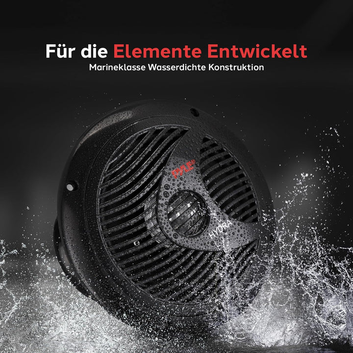 Pyle Wasserdichte Lautsprecher 6.5-Zoll Dual Cone Stereo, PLMR60B Schwarz STANDARD, Schwarz STANDARD