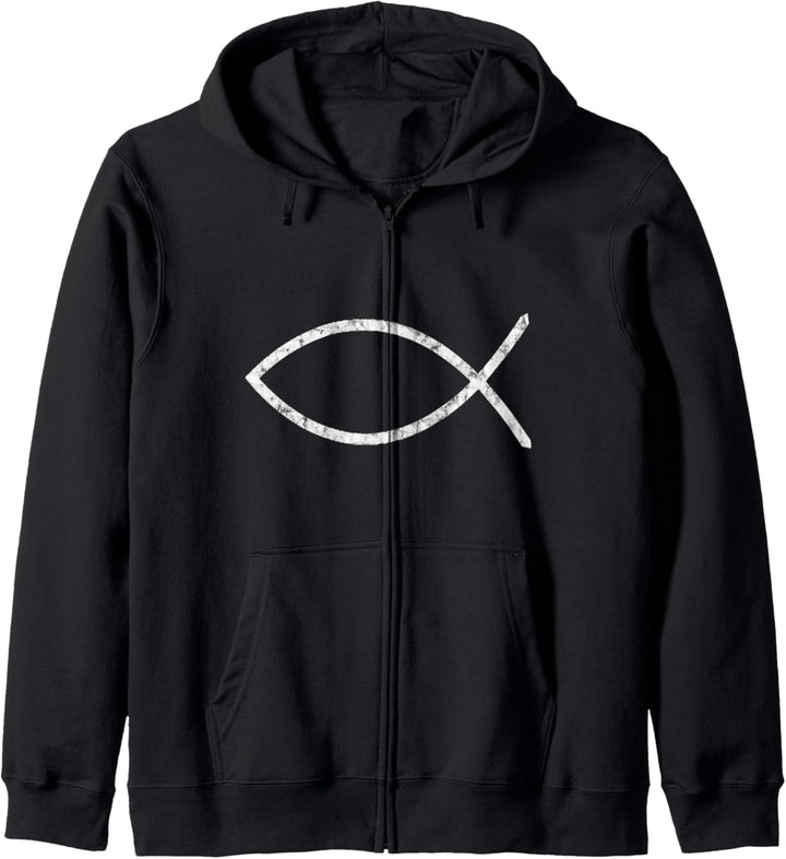 Ichthys Zeichen Jesus Fisch Christus Christen Glaube Symbol Kapuzenjacke