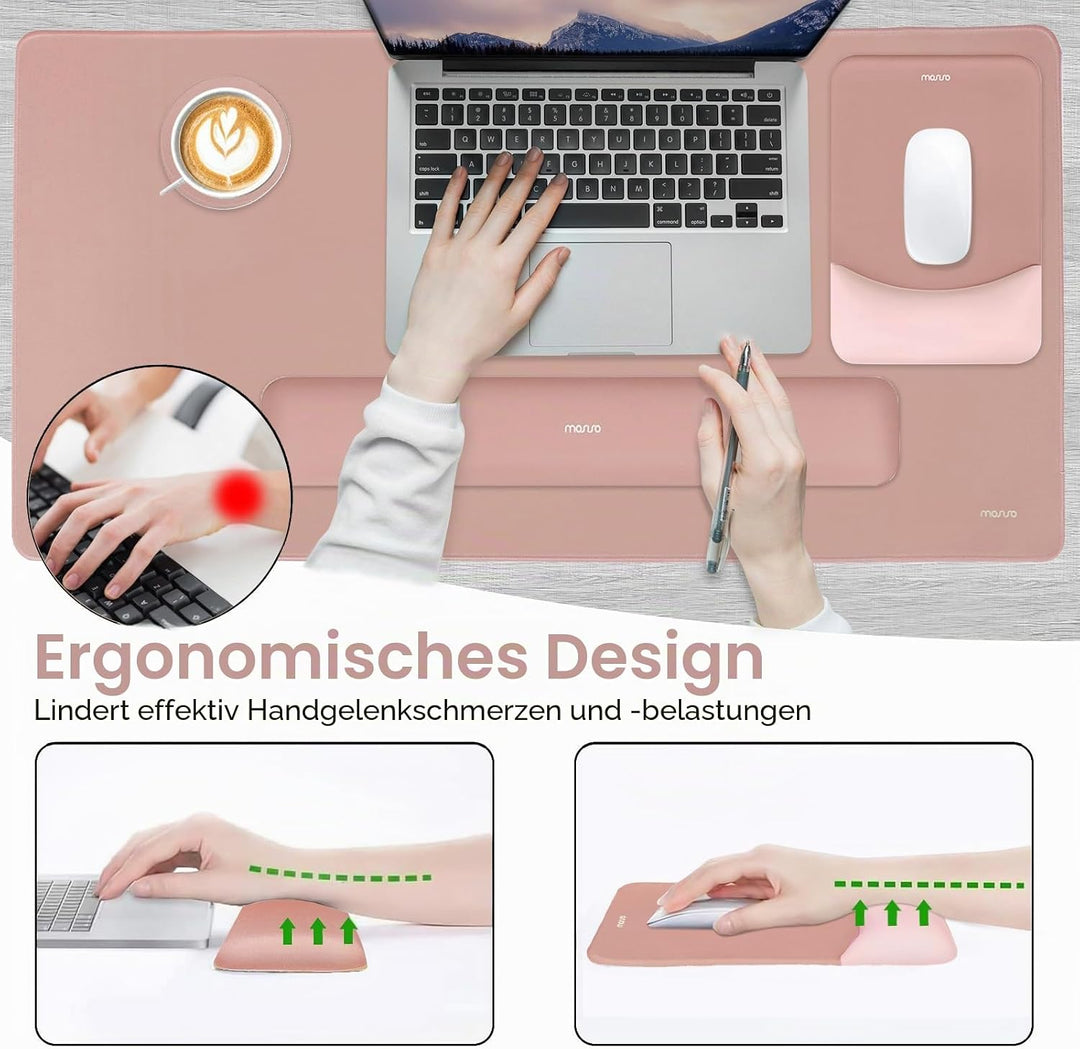 MOSISO Tastatur Mauspad Set, Grosses Schreibtischunterlage Desk Mat &amp; Rechteckige Handballenauflage
