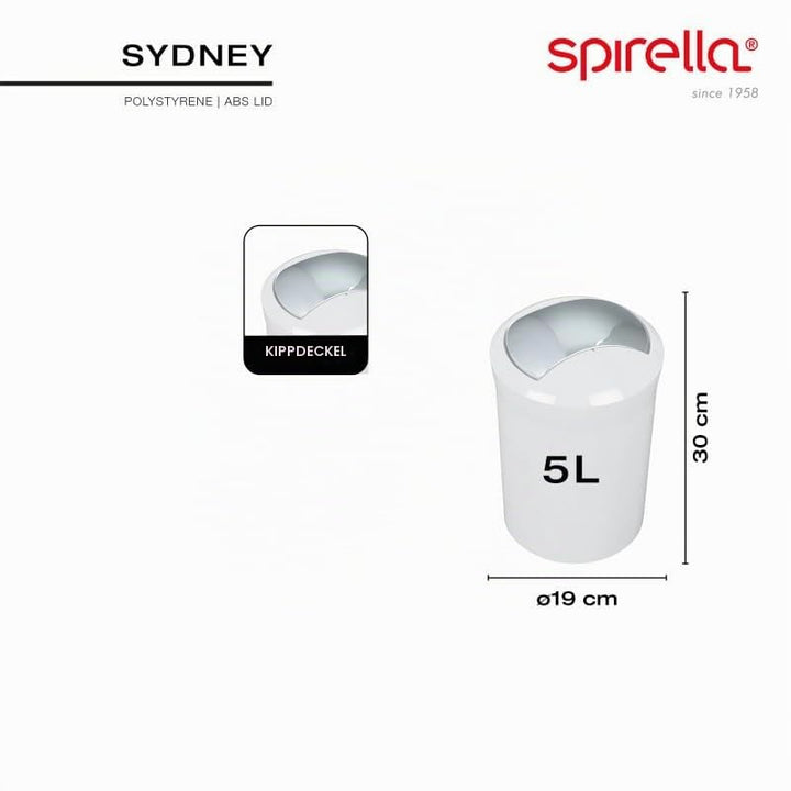 Spirella Design Kosmetikeimer 10.14382 "Sydney mit Schwingdeckel 5 Liter (ØxH): 19 x 30 cm Orange, O