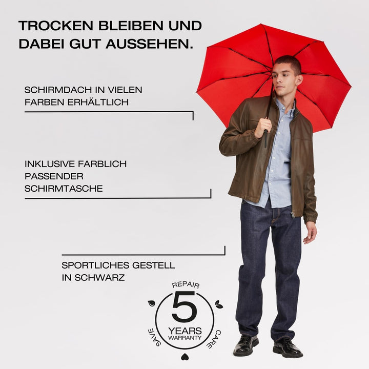 Knirps I.200 Taschenschirm Duomatic Automatik Regenschirm windstabil Rot, Rot