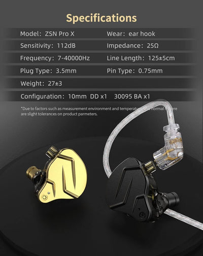 Keephifi KZ ZSN Pro X In-Ear-Monitor 1BA + 1DD HiFi IEM Kopfhörer, Geräuschunterdrückung, Rich Bass