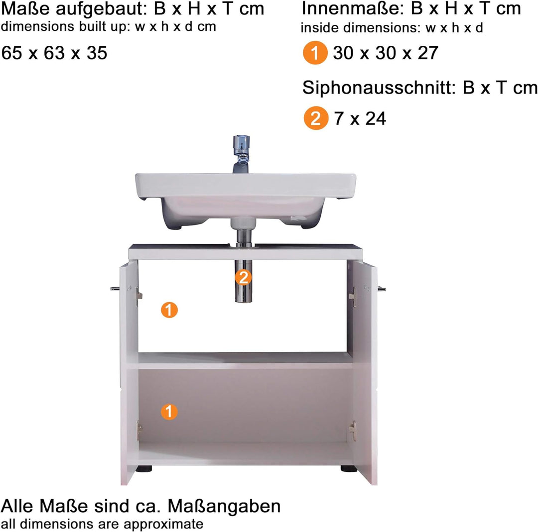 trendteam smart living - Waschbeckenunterschrank Unterschrank - Badezimmer - Nightlife - Aufbaumass