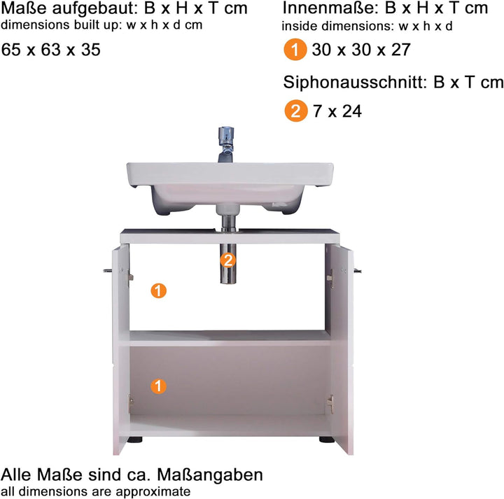 trendteam smart living - Waschbeckenunterschrank Unterschrank - Badezimmer - Nightlife - Aufbaumass