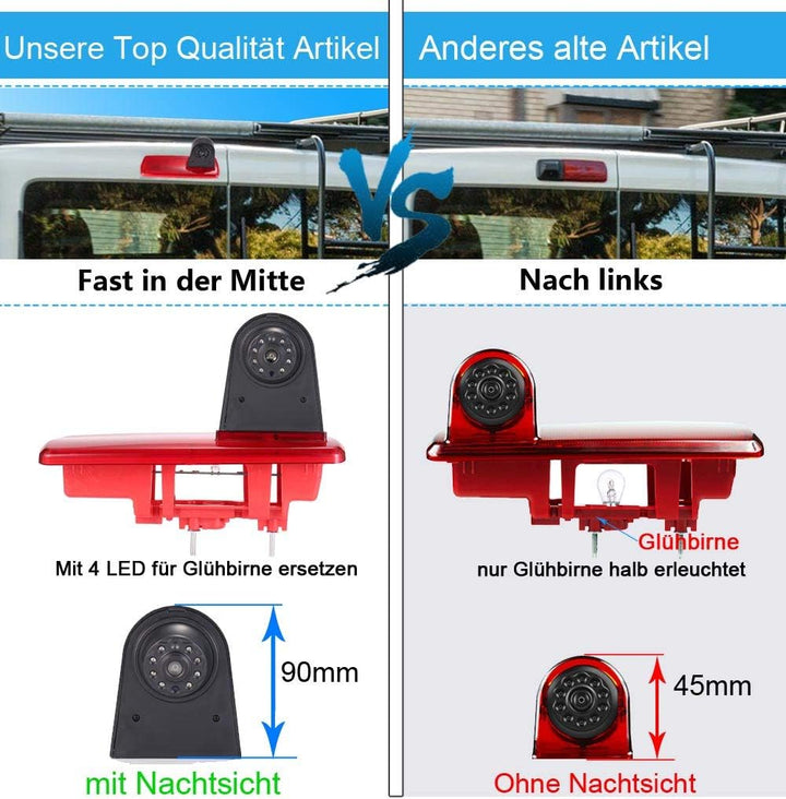 Auto Dritte Dach Top Mount Bremslicht Rückfahrkamera +4,3 inch Rückspiegel Einparkkamera Rückfahrsys