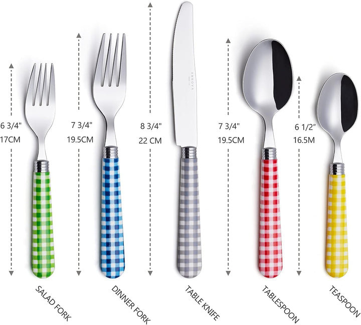 ANNOVA Besteckset, 20-teilig, Griff aus Edelstahl - 4 x Tafelmesser; 4 x Tafelgabeln; 4 x Salatgabel
