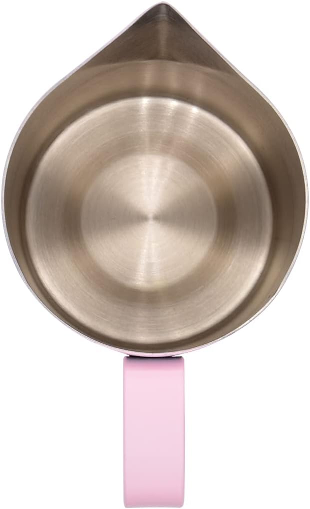 Espresso-Dampfkrug, Espresso-Milchaufschäumkrug aus Edelstahl, Kaffee-Latte-Kunstbecher, 420 ml, Ros