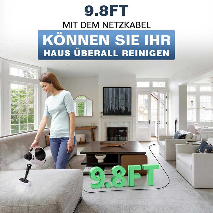 KLONA Handdampfreiniger, Dampfreiniger für Zuhause, Mehrzweck-Dampfreiniger mit 10 Zubehörteilen für
