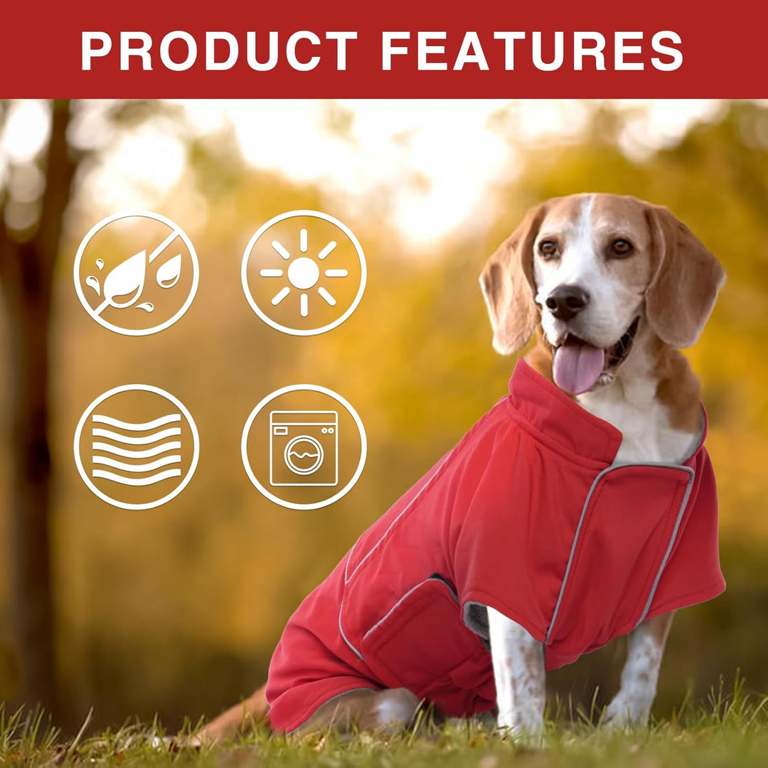 Hundejacke Wasserdichter, Leichte & Fleece Hundemantel für Grosse Hunde, Hundejacke mit Reflektieren