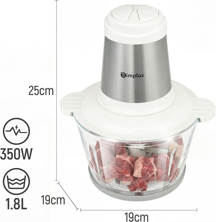 SIMPLUS Multizerkleinerer Elektrisch 1.8L Glas, 420 Edelstahl 4 Klingen, 2 Geschwindigkeiten, 6 Seku