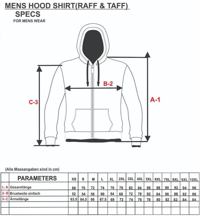 Raff & Taff Herren Zipper Hoodies Kapuzenjacke Sweatjacke Übergangsjacke Jacke Basic Schlicht bis 8X