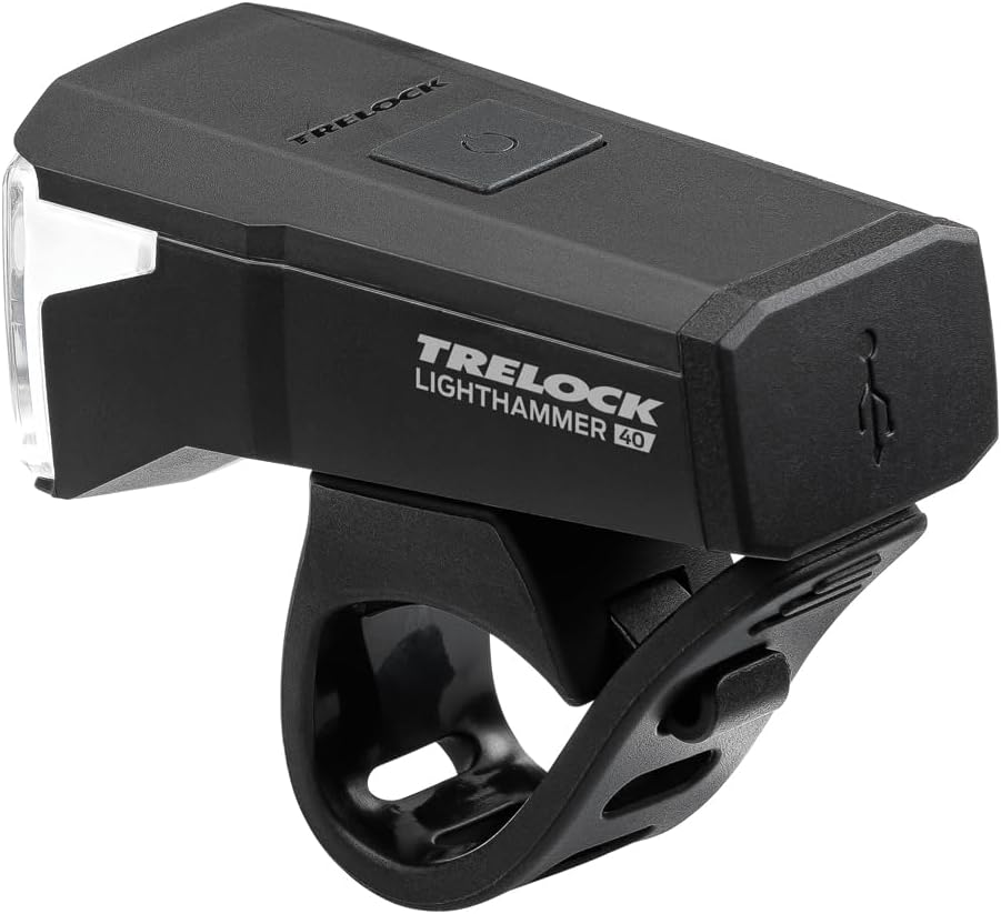 TRELOCK Fahrradlicht LS 440 LIGHTHAMMER 40 LUX – USB Ladefunktion – 60 m Sichtweite – 10 Stunden Leu