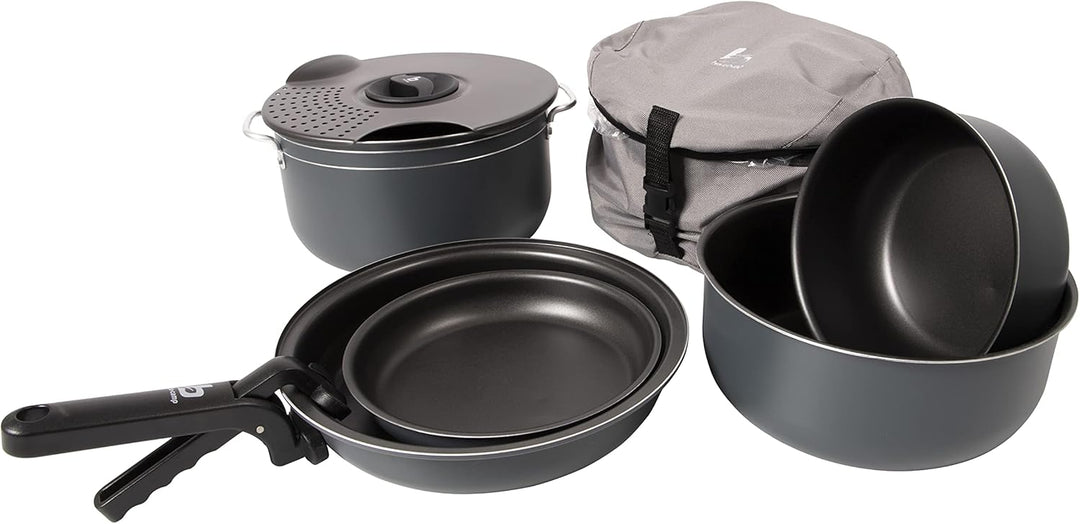 Bo-Camp Kochset Camping Aluminium Trekking Kochgeschirr Alu Topf Pfanne 7-teilig