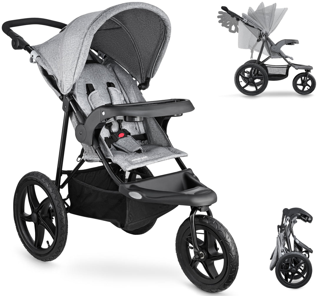 Moby-System Runner Dreirad-Kinderwagen Buggy Mountain Schwarz Für Kinder Bis 15 Kg, Es dreht sich gu