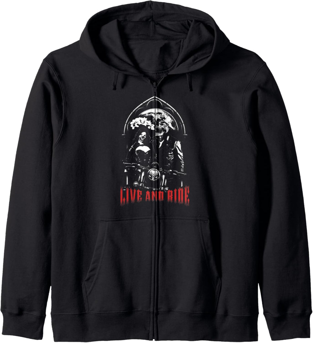 Live To Ride Totenkopf Motorradfahrer Biker Motorrad Kapuzenjacke