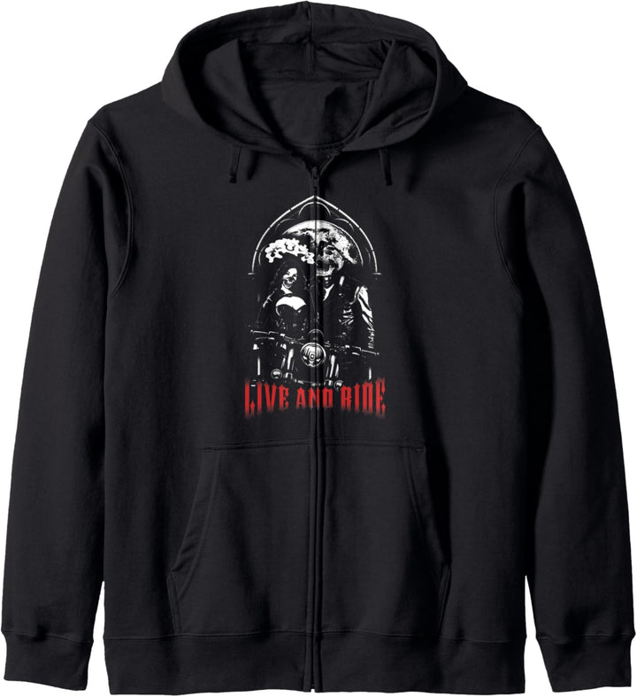Live To Ride Totenkopf Motorradfahrer Biker Motorrad Kapuzenjacke