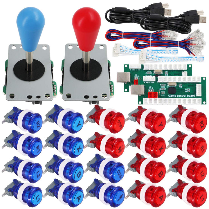 SJ@JX Arcade Game 2 Player Controller DIY Kit Buttons with Logo Coin X Y Start Select 8 Way Joystick