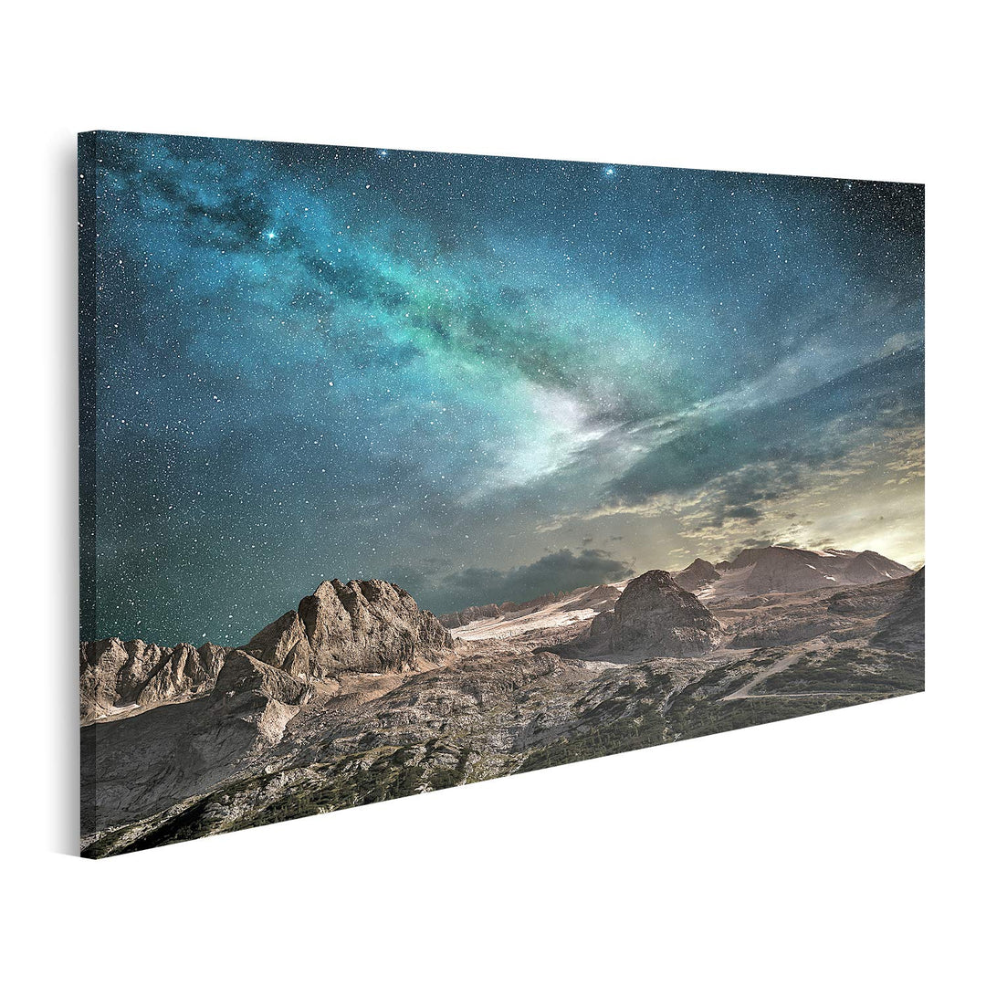 islandburner Bild auf Leinwand Milchstrasse In Der Morgendämmerung In Einer Berglandschaft Bilder Wa