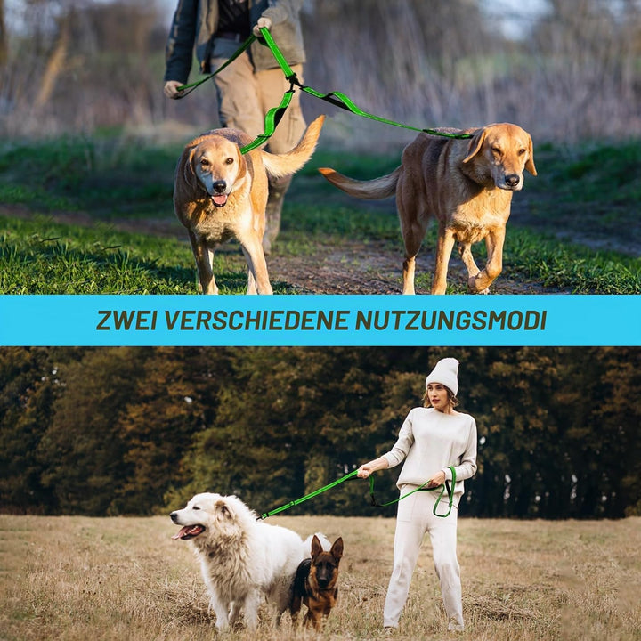 PetBonus Hundeleine Doppelleine für 2 Hunde, Keine Verwicklung Leine für 2 Hunde Gross, Verstellbar