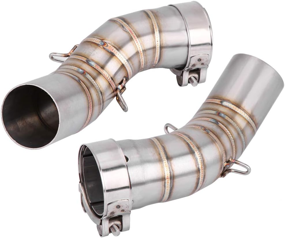 Motorrad Auspuff Mittelrohr, Motorrad Edelstahl kurz 51Mm Wollschlupf Auspuffsystem Mittelrohr Link