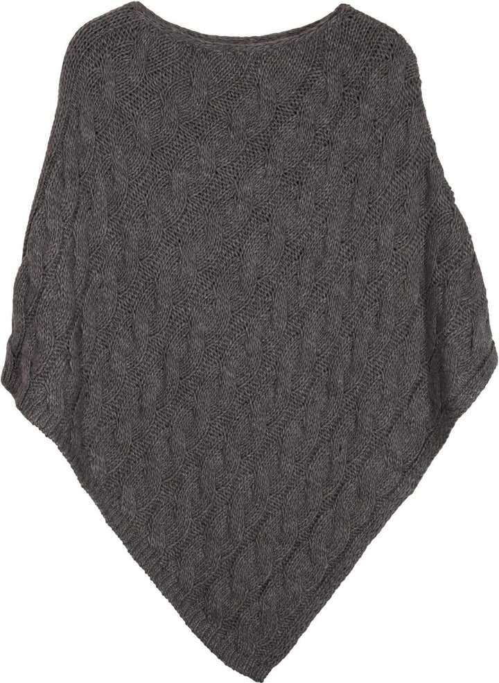 styleBREAKER Strick Poncho mit Zopfmuster, Rundhals Strickponcho, Grobstrick, Damen 08010040 Einheit