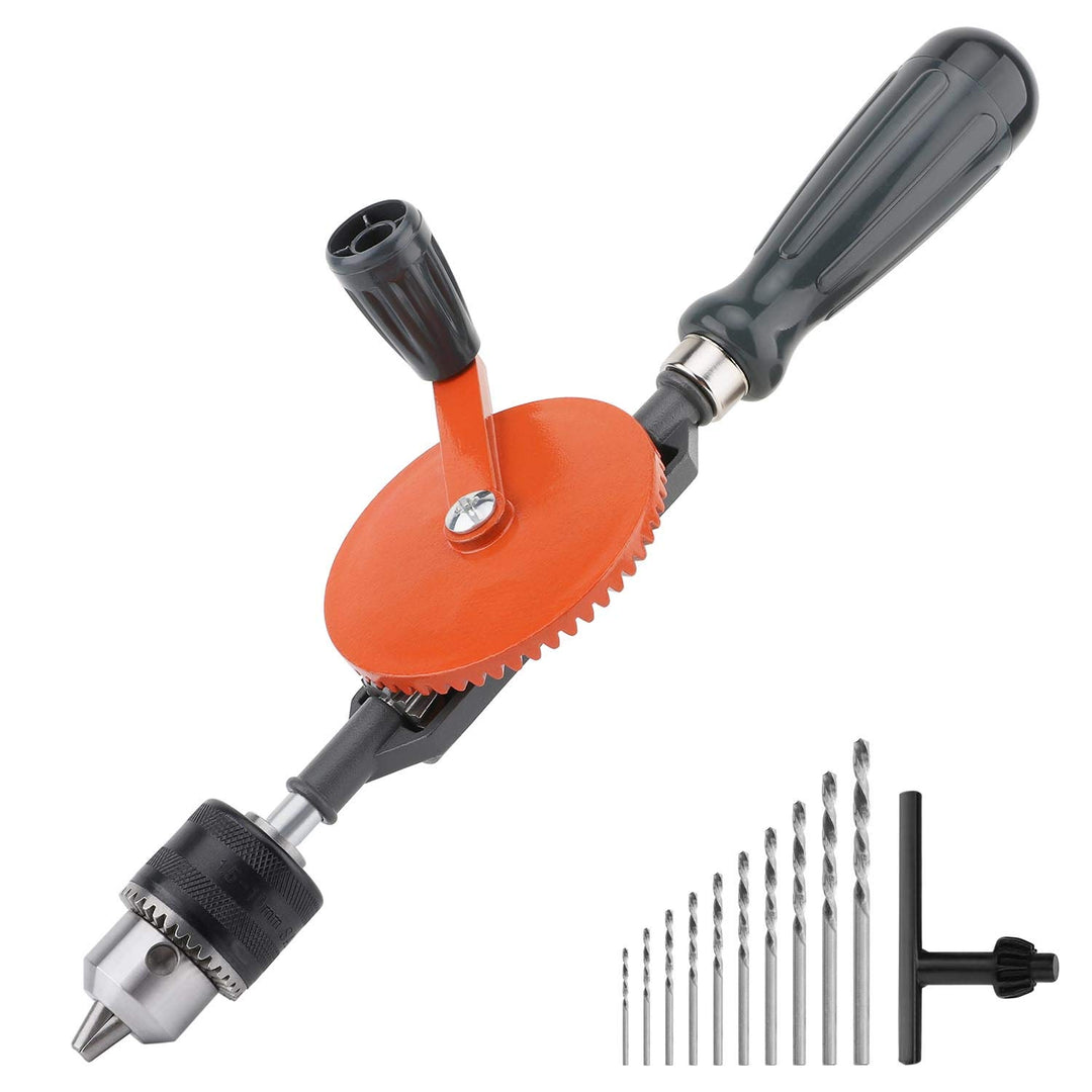 Housolution Handbohrmaschine, Leistungsstark 3/8 Zoll (1.5-10mm) Spannfutter Stahlguss Doppelritzel