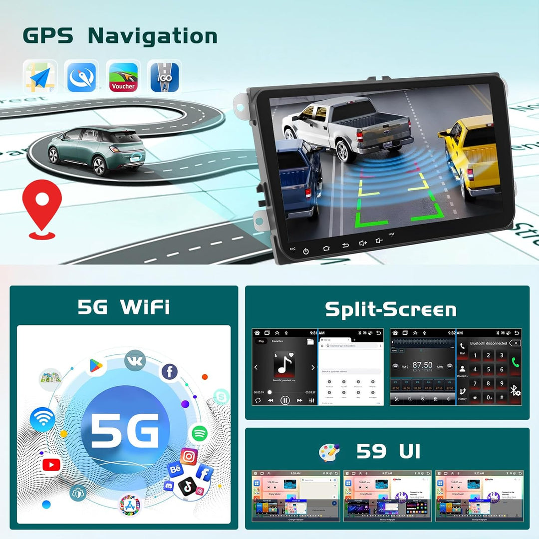 8 Core 6G+128G DSP Hikity Android 15 Autoradio für VW Golf 5 6 Passat Tiguan Polo Caddy Seat, 9-Zoll
