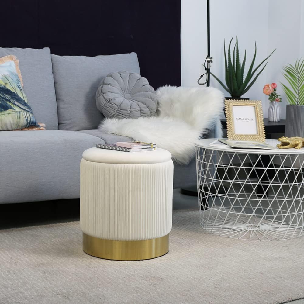 AllEquip 2er-Set Sitzhocker Samt Schminktisch Pouf Hocker mit Stauraum Ottoman Aufbewahrungshocker (