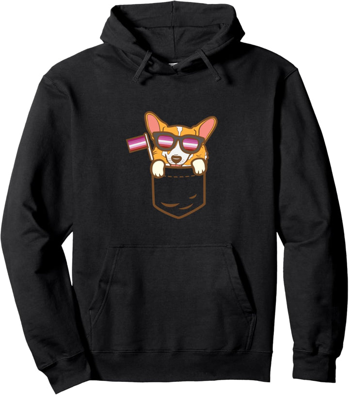Welsh Corgi Pocket Dog LGBT Lesbian Flag Gay Pride Ally Pullover Hoodie
